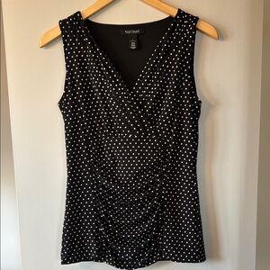 WHBM Black Polka Dot Sleeveless Top